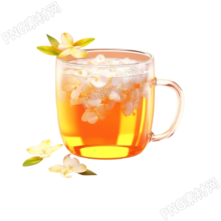 桂花茶半透明杯子中秋节插图
