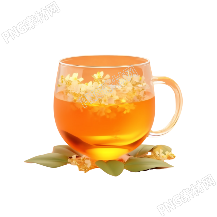 透明背景的桂花茶商业设计可用插画