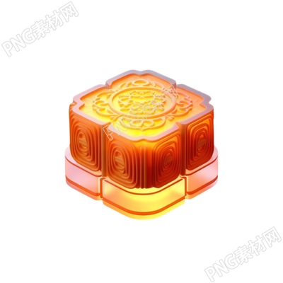 半透明玻璃效果中秋节月饼元素