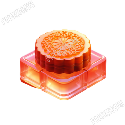 中秋节3D渲染半透明月饼插画
