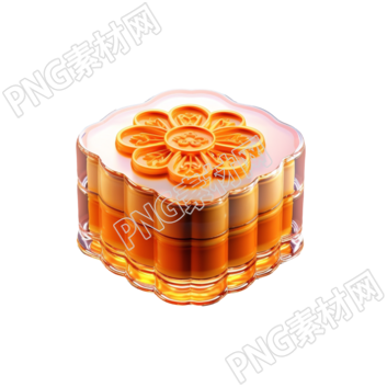 透明高清中秋节元素月饼3D渲染素材
