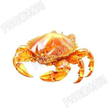 透明中秋元素3D渲染螃蟹素材