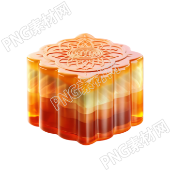 透明中秋节元素月饼3D渲染素材
