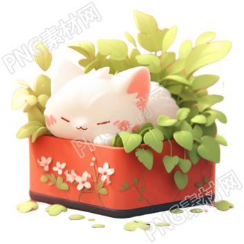 胖乎乎的小猫睡觉3D盲盒设计插画