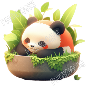 睡觉的熊猫超萌动物盲盒素材