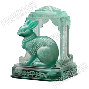 可商用玉质雕刻兔子PNG创意设计素材