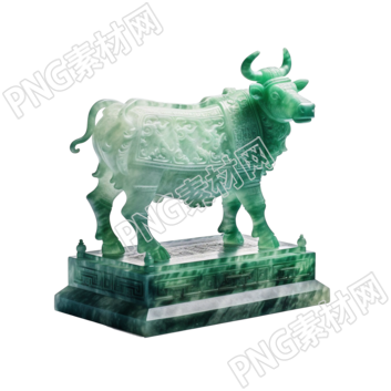 高清晰度的玉质雕刻牛创意设计素材