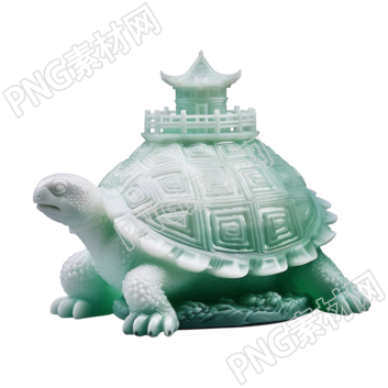 玉质雕刻乌龟小亭子PNG图形素材