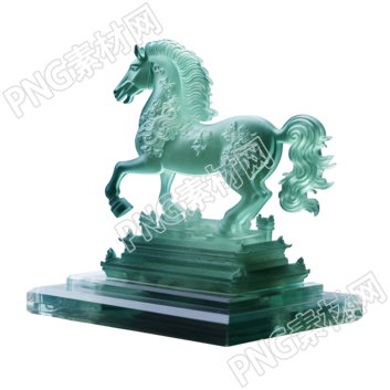 华丽玉质雕刻艺术马PNG插图