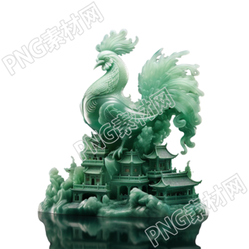 庭楼上的公鸡玉质雕刻素材