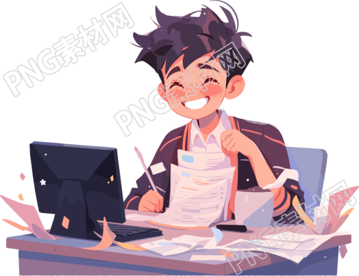 学生完成作业的愉悦感创意插图
