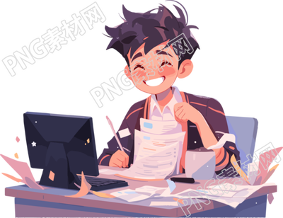 学生完成作业的愉悦感创意插图