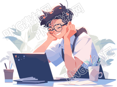 快乐学习的男同学插画
