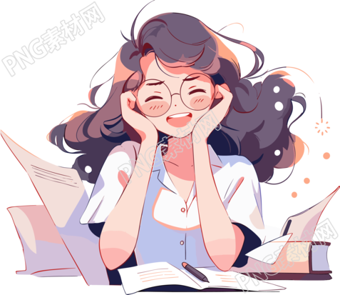 戴眼镜的女孩子开学学习素材