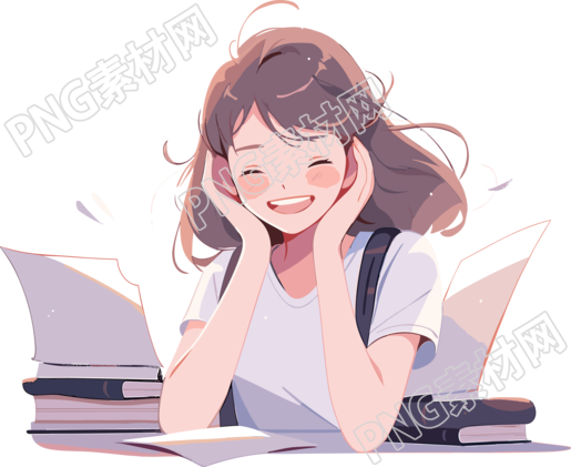 可商用校园女生插画