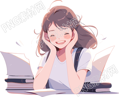 可商用校园女生插画