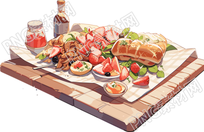 清新简约户外野餐美食插画设计