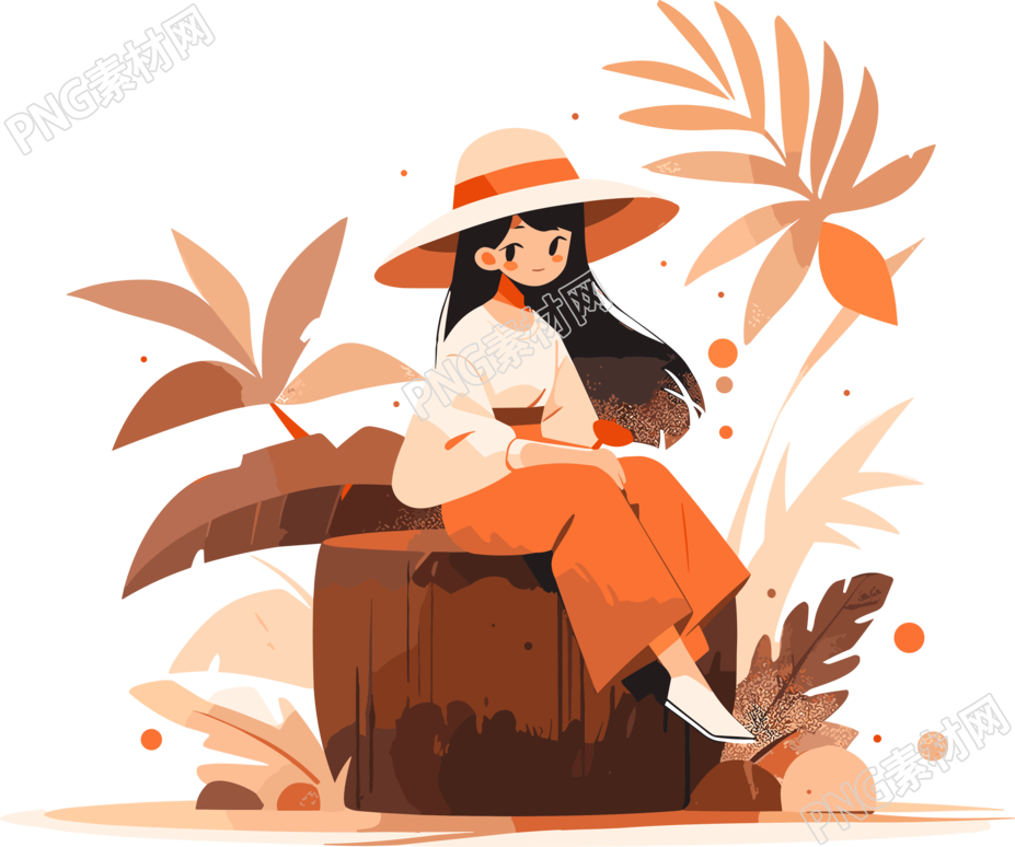 戴帽子的水果女孩透明背景插画