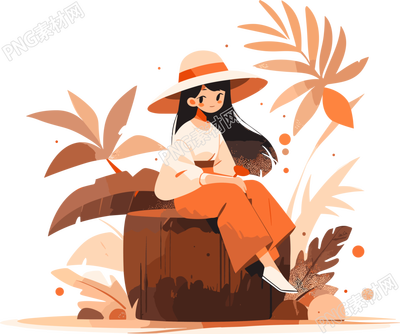 戴帽子的水果女孩透明背景插画