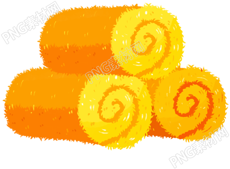 黄橙橙的草垛卡通风格插画PNG