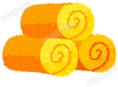 黄橙橙的草垛卡通风格插画PNG