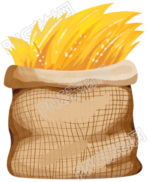丰收的小麦装满麻袋插画素材