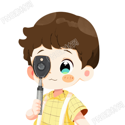 小朋友视力检查透明背景插画