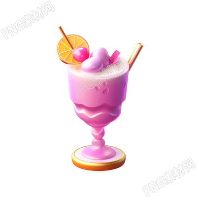珍珠光泽的冷饮杯3D插画