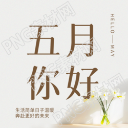 五月你好纯色简约微信公众号次图