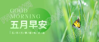 五月早安绿色简约微信公众号首图