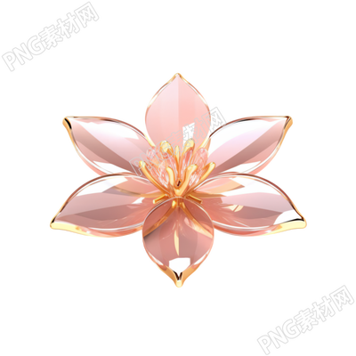茜素粉金3D立体花朵插画