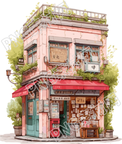 粉色家园插画设计素材