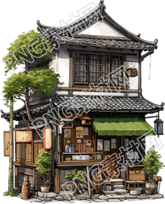 现代建筑插画透明背景素材