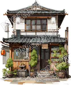 创意设计日本建筑水彩画素材