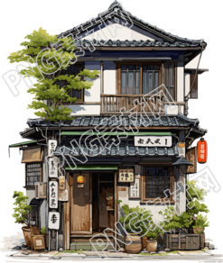 逼真风格的建筑水彩画素材
