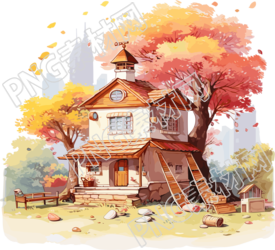 创意设计元素唯美商店PNG插画