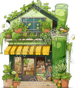 彩色卡通冷饮店创意插画设计元素