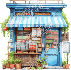 水彩画商店高清图形素材