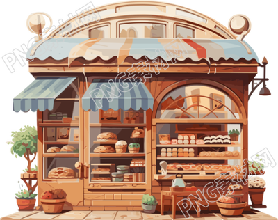 美味糕点店铺插画高清PNG素材