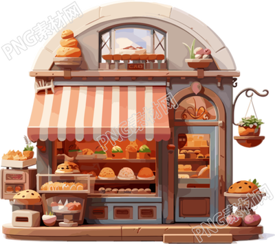 可爱糕点坊插画素材