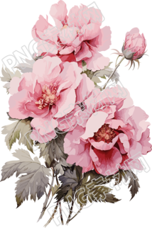 白底三朵粉色花PNG插画
