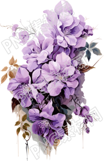透明背景轻紫色花朵商用插画