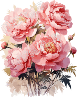 粉色牡丹花插画设计素材