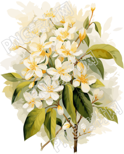 可商用图形素材茉莉花束插图