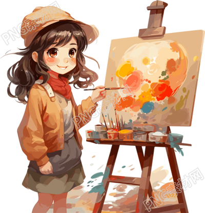 小女孩绘画插画艺术设计