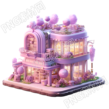 梦幻商业街区店铺3D插图