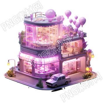 粉紫色购物建筑创意设计商业素材