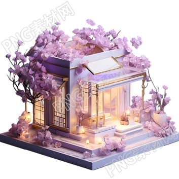 创意建筑粉紫色插图