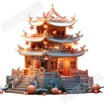广寒宫梦幻粉灰色图形素材