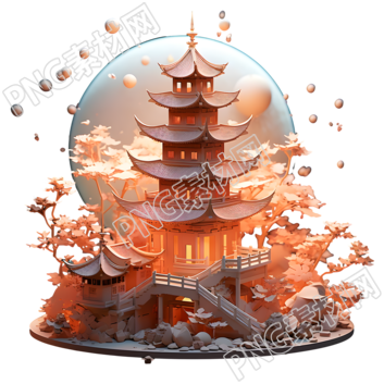 可爱小巧的广寒宫建筑模型素材